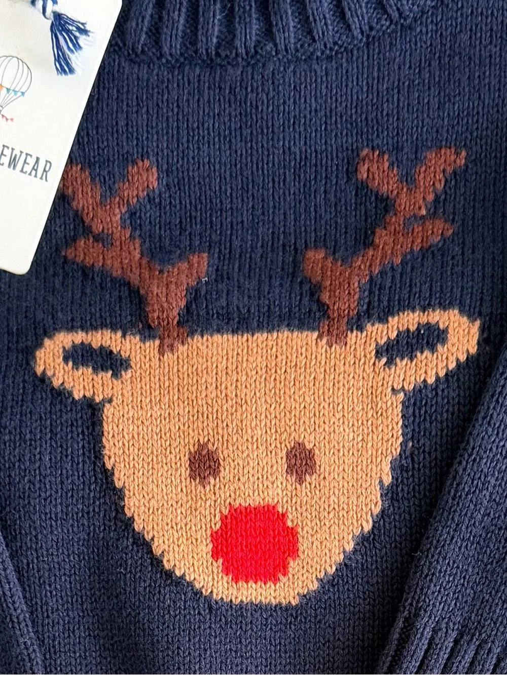 Navy Reindeer Knit Kids Matching Set